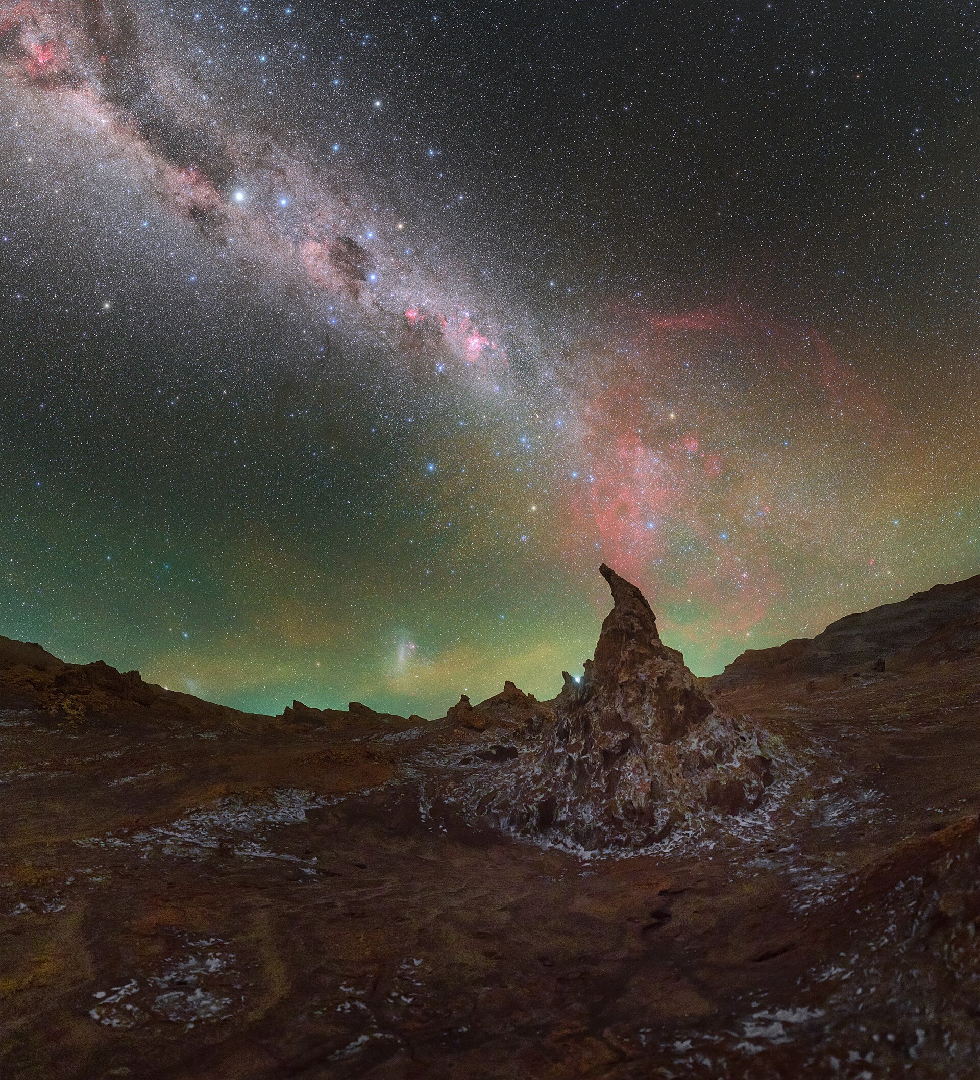 The Milky Way above rock formations in Chile's Atacama Desert