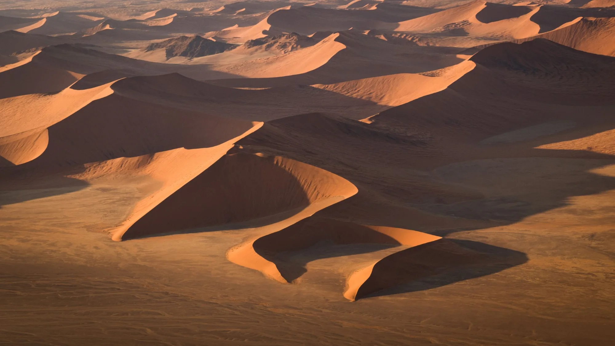 Sunlit dunes in Namibia