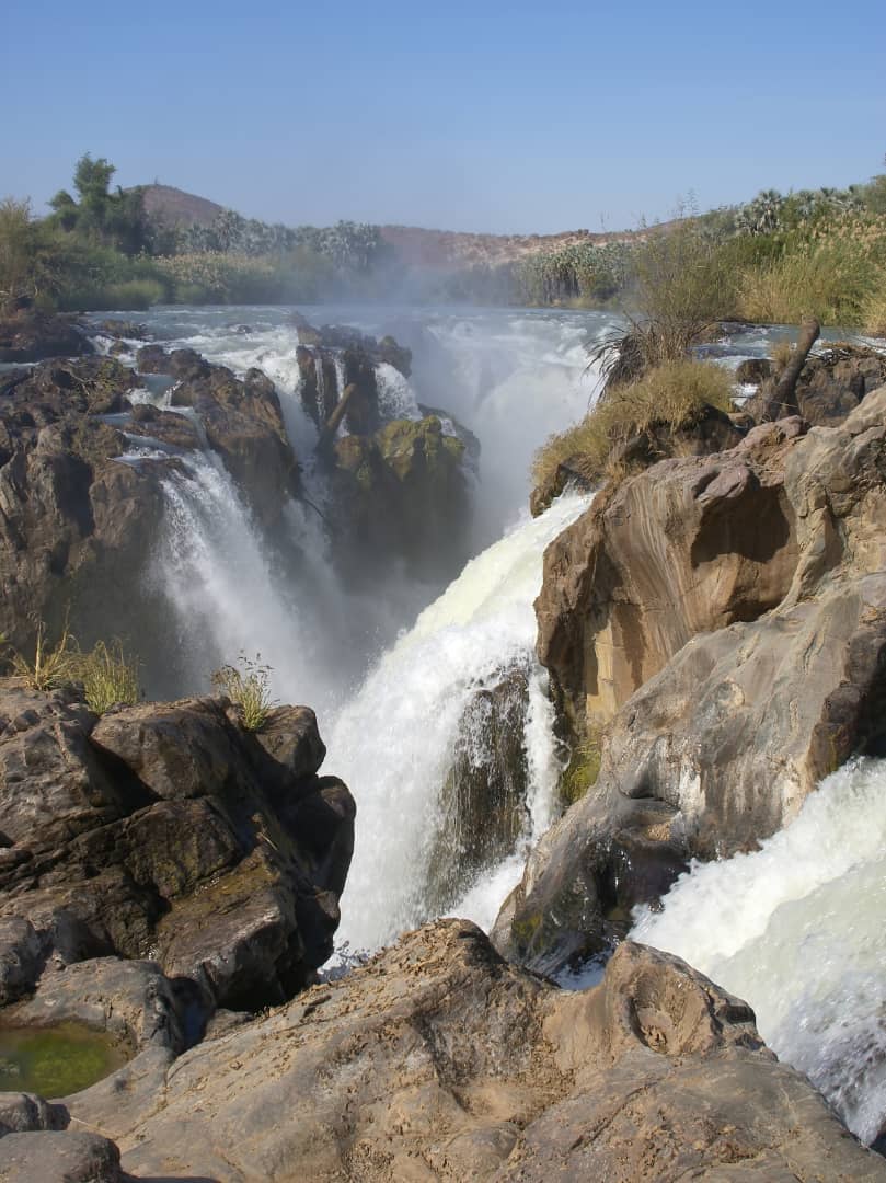 Epupa Falls and palms along the Kunene River