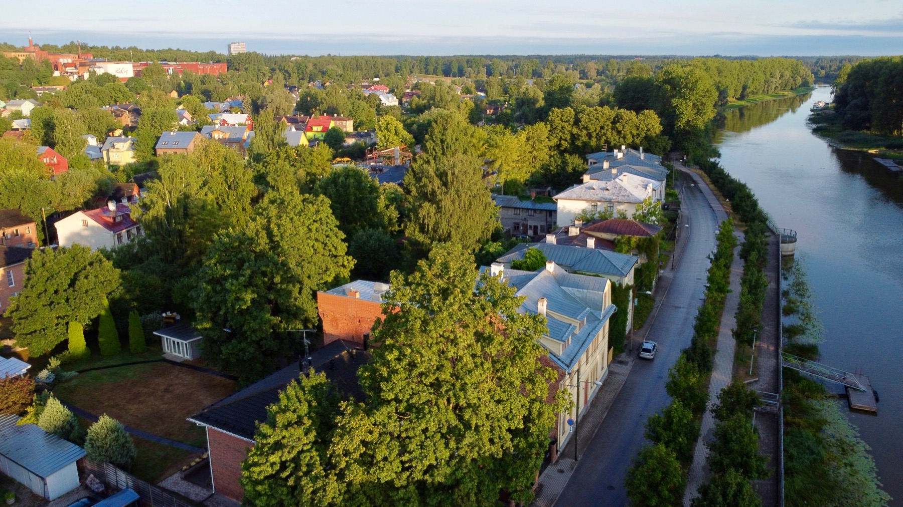 Emajogi river and Supilinn in Tartu, Estonia