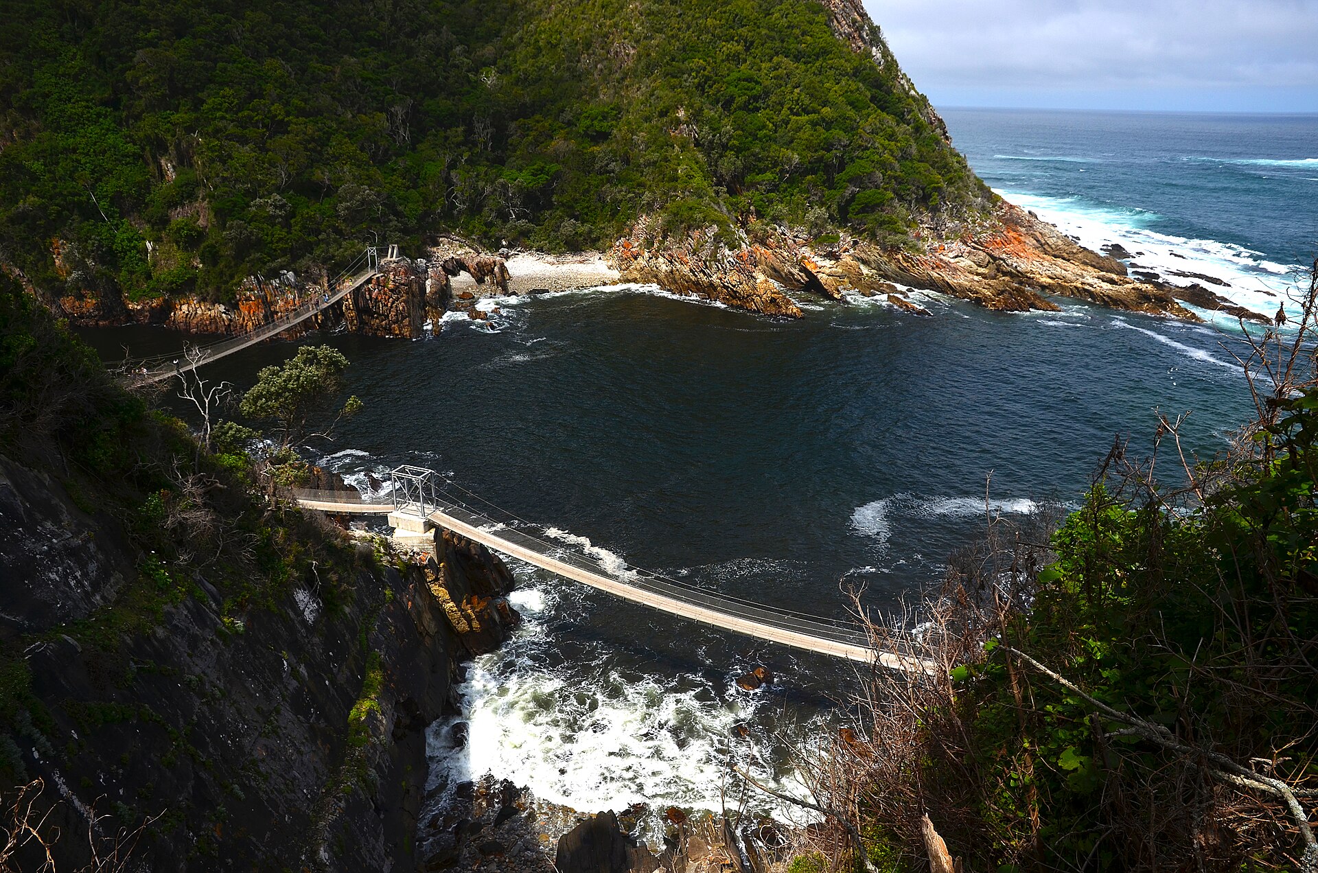 Rocky Indian Ocean coast at Storms River Mouth on the Garden Route