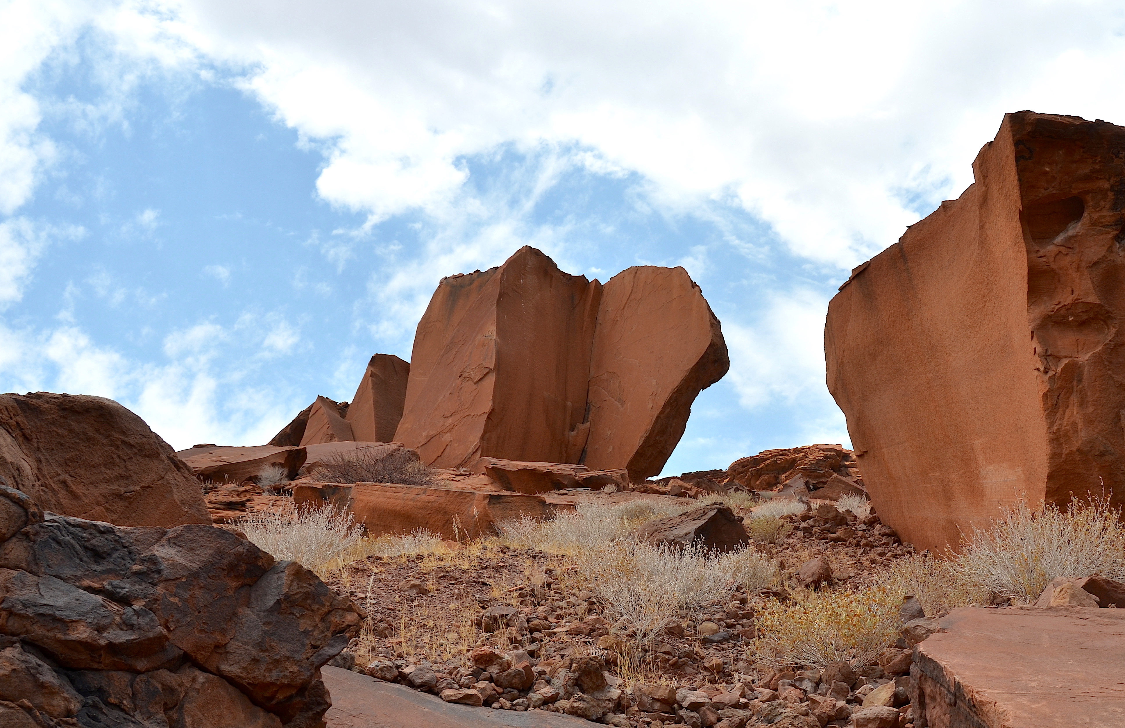 Burnished rock formations at Twyfelfontein in Namibia