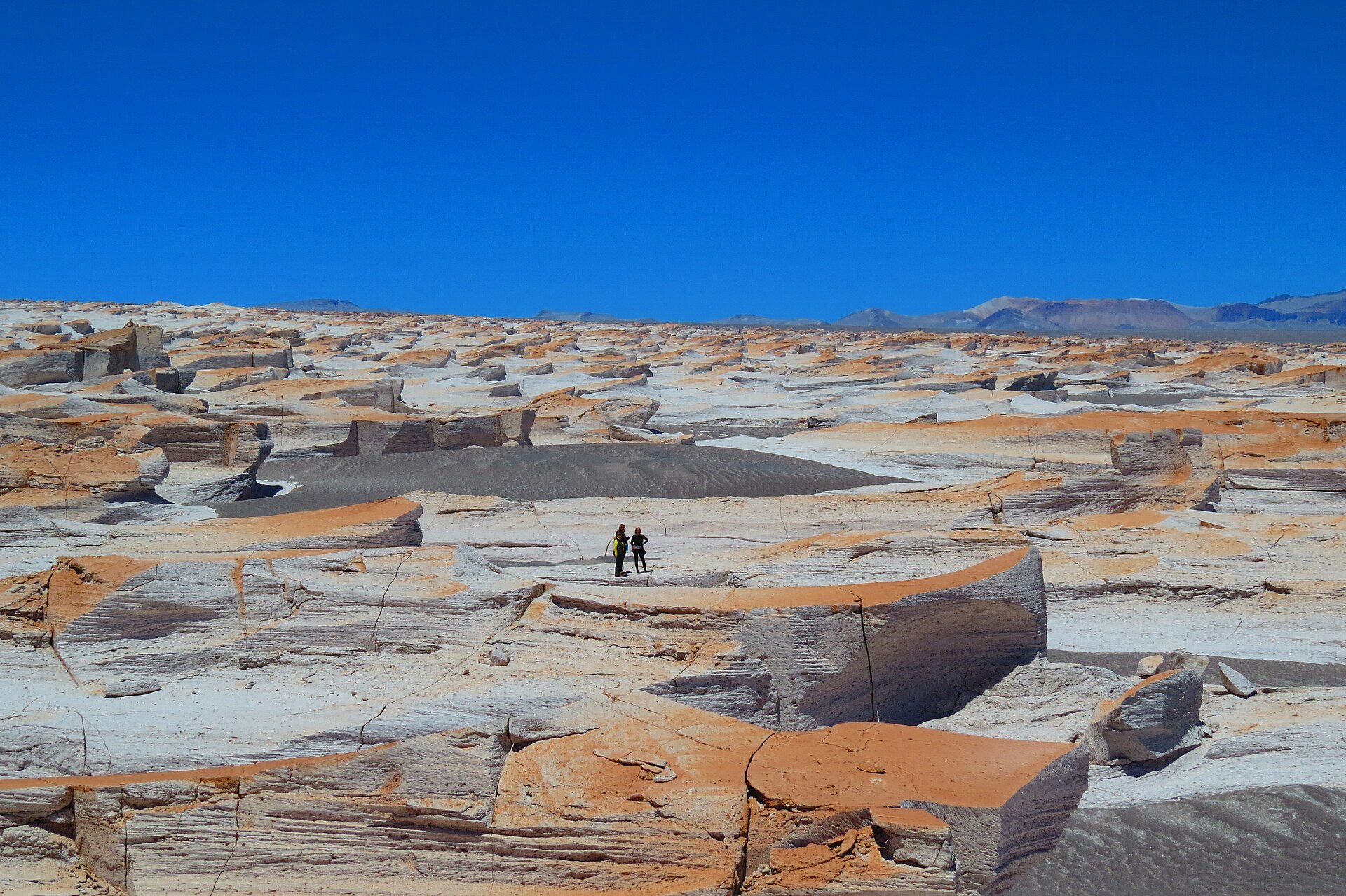 White pumice formations beneath the high Andes in Catamarca