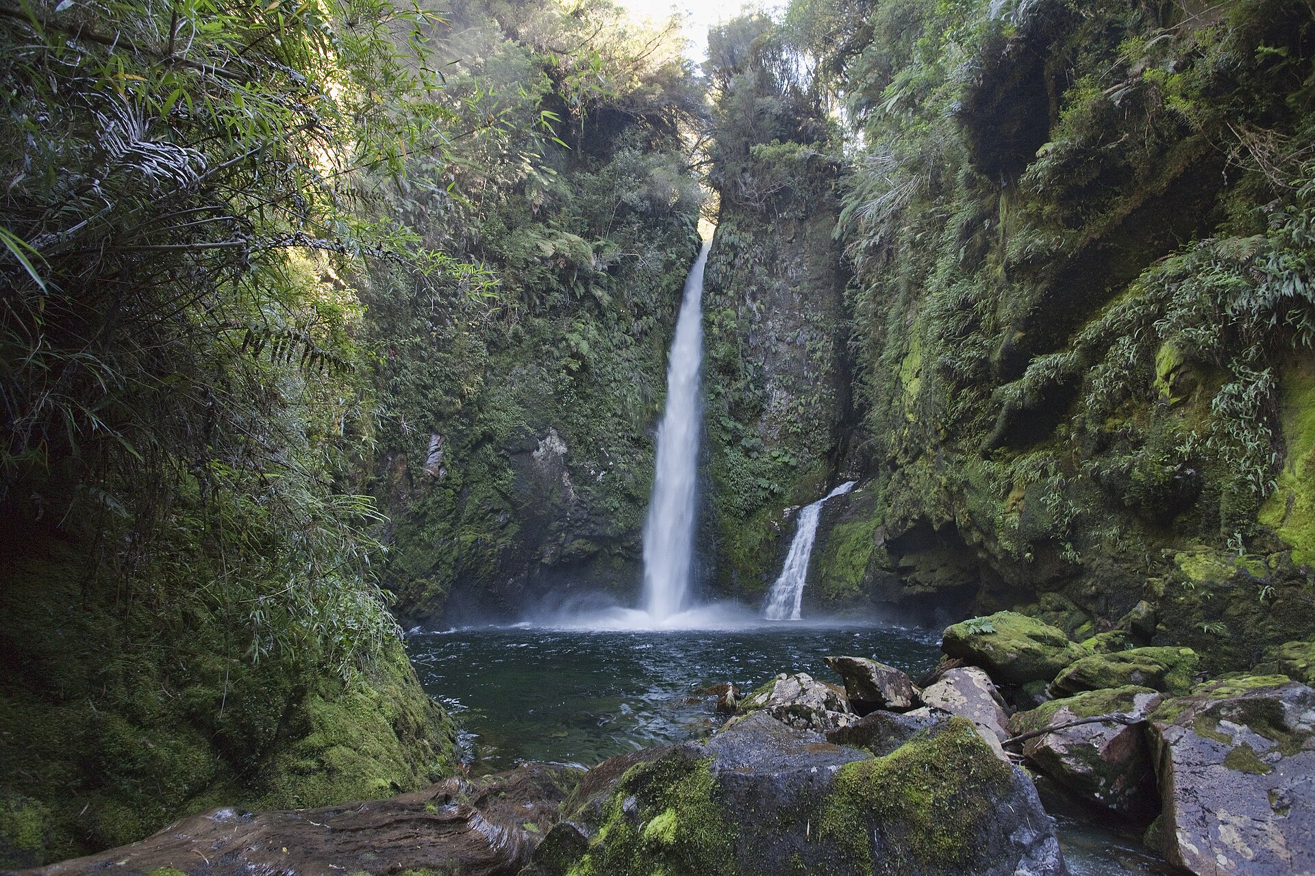 Temperate rainforest and volcanic mountains near Chaitén