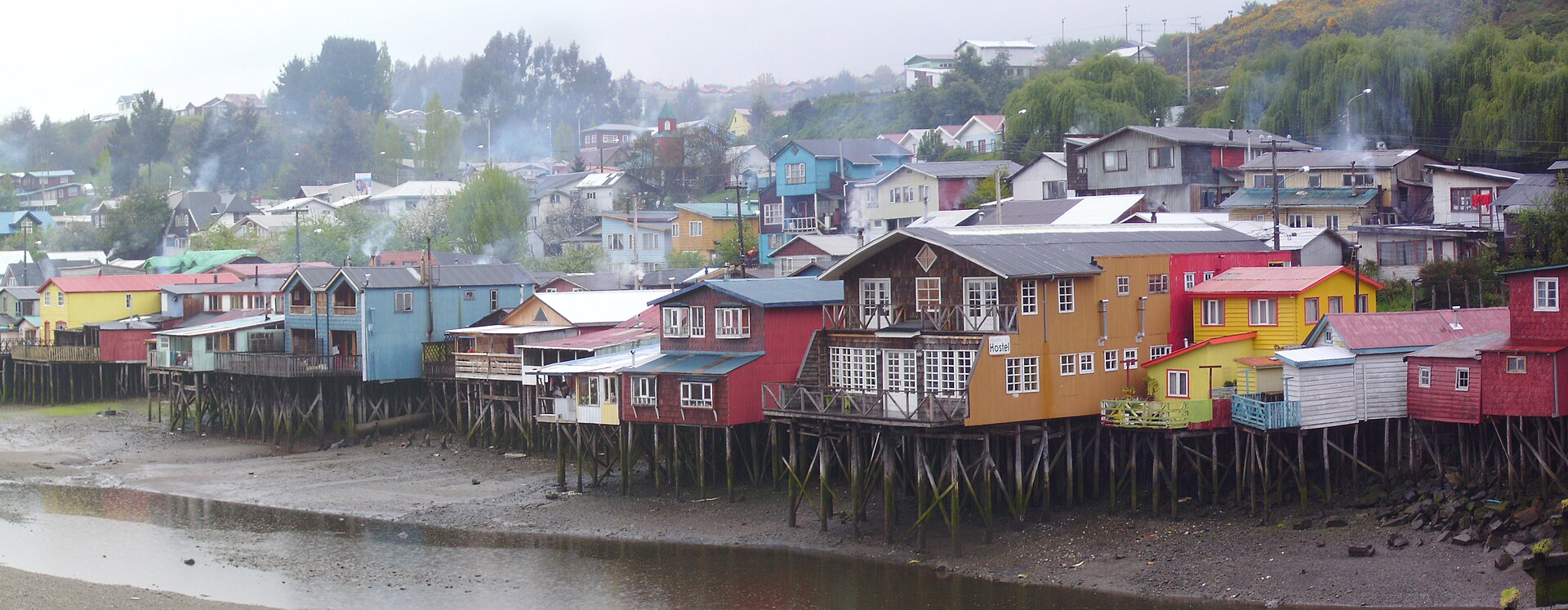 Wooden architecture and sea channels in Chiloé