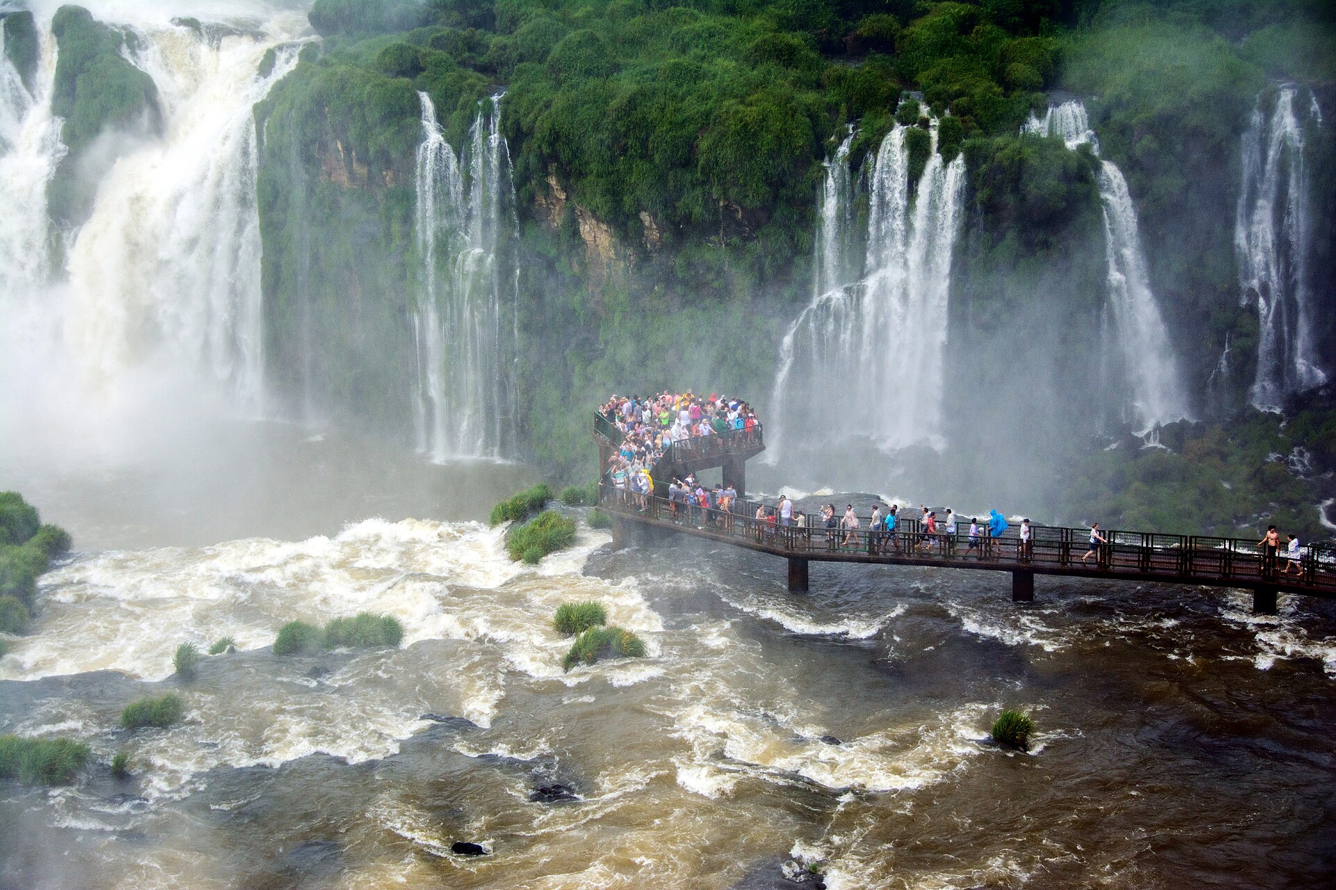 Panoramic view of Iguazú Falls from Brazil